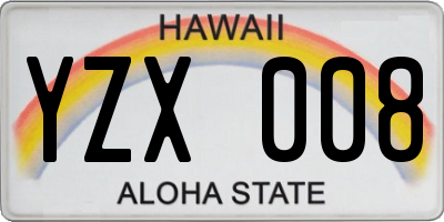 HI license plate YZX008
