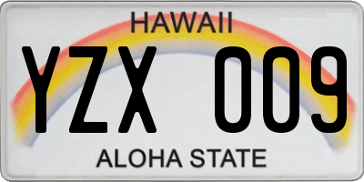 HI license plate YZX009