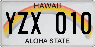 HI license plate YZX010