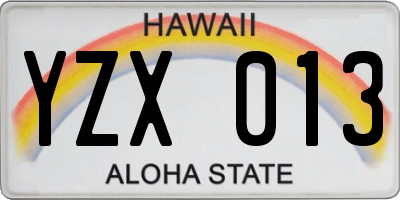 HI license plate YZX013