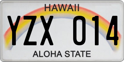 HI license plate YZX014