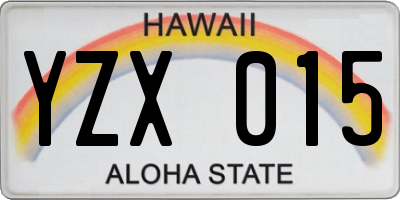 HI license plate YZX015