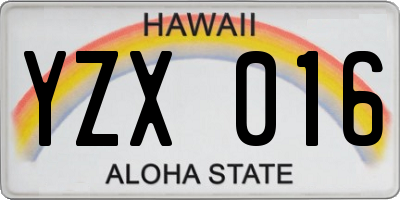 HI license plate YZX016