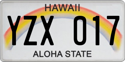 HI license plate YZX017