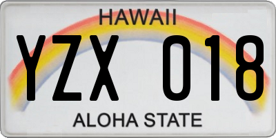 HI license plate YZX018