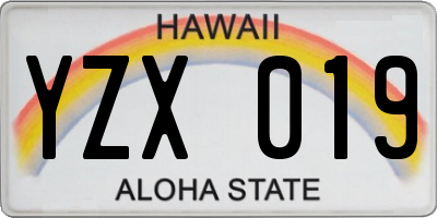 HI license plate YZX019