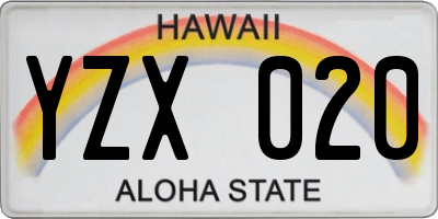 HI license plate YZX020