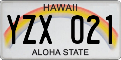 HI license plate YZX021