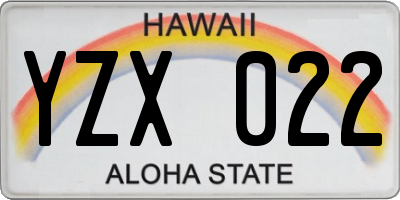 HI license plate YZX022