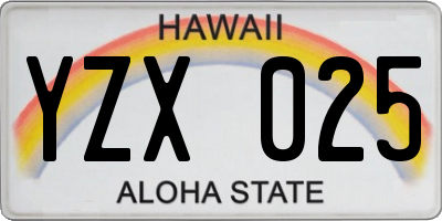 HI license plate YZX025
