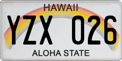 HI license plate YZX026