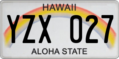 HI license plate YZX027