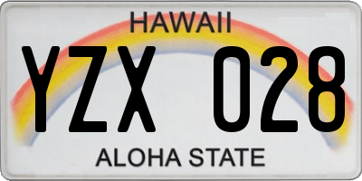 HI license plate YZX028