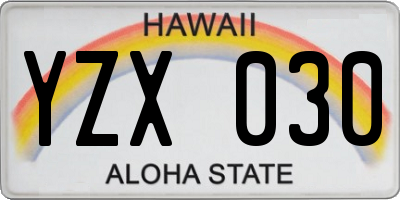 HI license plate YZX030