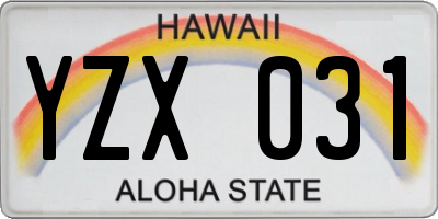 HI license plate YZX031
