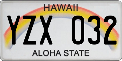 HI license plate YZX032