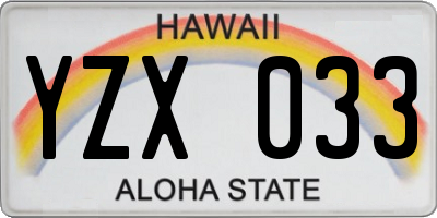 HI license plate YZX033