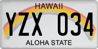 HI license plate YZX034