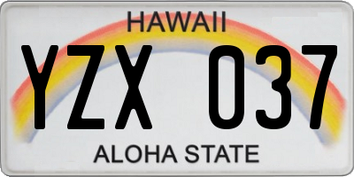 HI license plate YZX037