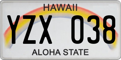 HI license plate YZX038