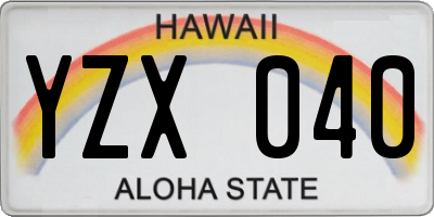HI license plate YZX040