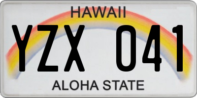 HI license plate YZX041