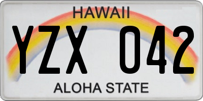 HI license plate YZX042