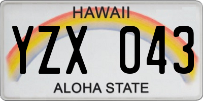 HI license plate YZX043