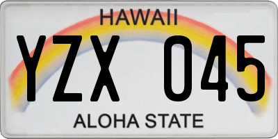 HI license plate YZX045