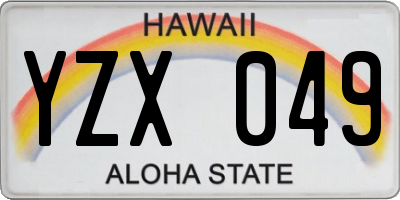 HI license plate YZX049