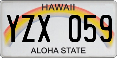 HI license plate YZX059