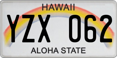 HI license plate YZX062