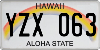 HI license plate YZX063