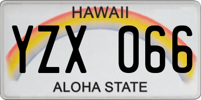 HI license plate YZX066