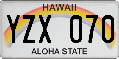 HI license plate YZX070