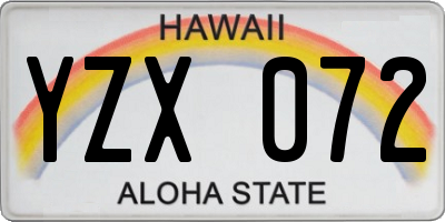 HI license plate YZX072