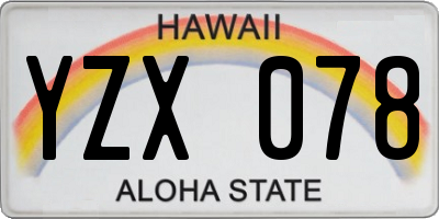 HI license plate YZX078