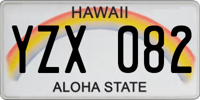 HI license plate YZX082