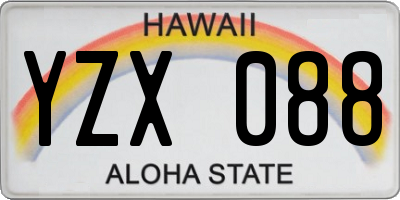 HI license plate YZX088