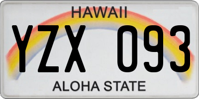 HI license plate YZX093