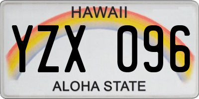 HI license plate YZX096