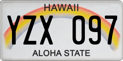 HI license plate YZX097