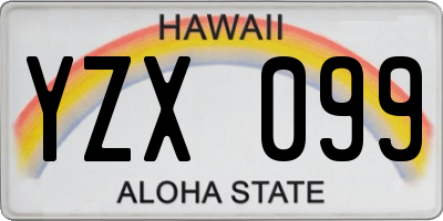 HI license plate YZX099