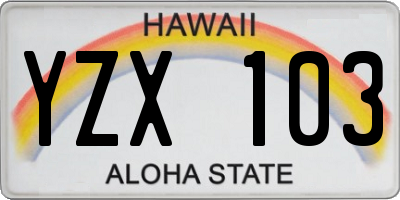 HI license plate YZX103