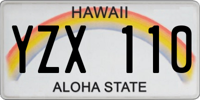 HI license plate YZX110