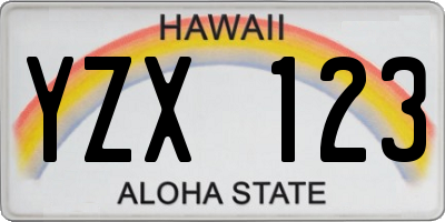 HI license plate YZX123