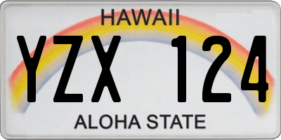 HI license plate YZX124