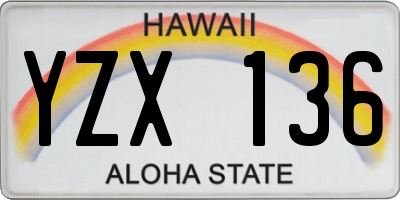 HI license plate YZX136