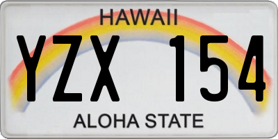 HI license plate YZX154