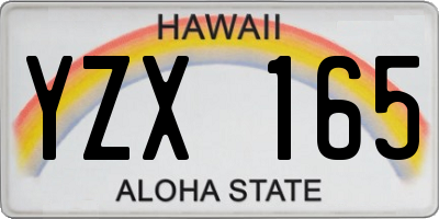 HI license plate YZX165